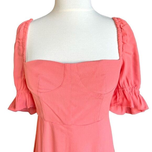 NWOT WEWOREWHAT Puff Sleeve Maxi Dress Coral - Picture 5 of 11